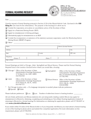 Illinois Formal Hearing Request Form