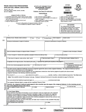 Wage Execution Proceedings Application
