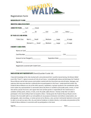 Mission:WALK Event Registration Form