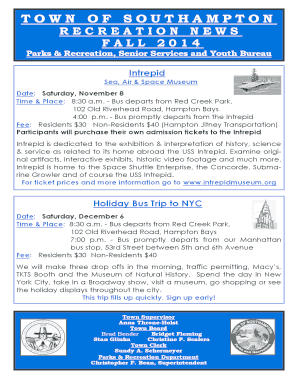 Town of Southampton Parks & Recreation Registration Form