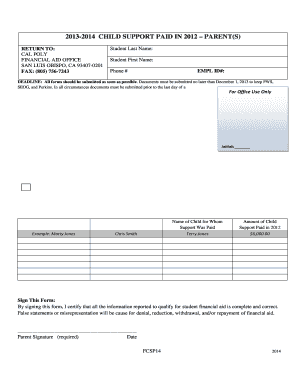 Child Support Verification Form