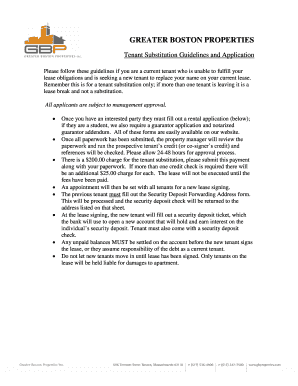 Tenant Substitution Application