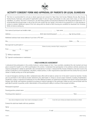 Activity Consent Form for Boy Scouts