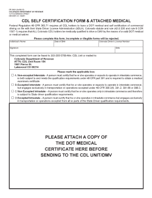 Colorado CDL Self Certification Form