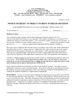 Notice of Right to Object to Rent Increase Petition