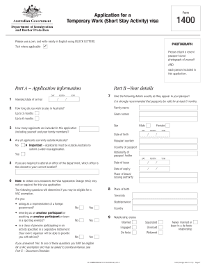 Australia Temporary Work Short Stay Activity Visa Application