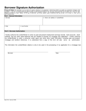 Borrower Signature Authorization Form