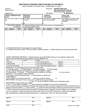 Truth-in-Lending Disclosure Statement