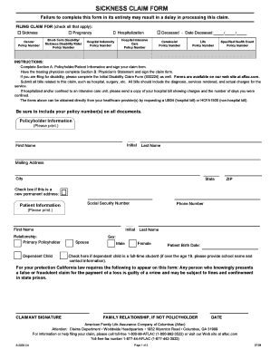 Sickness Claim Form