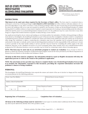Illinois Alcohol/Drug Evaluation Form