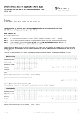 Chronic Illness Benefit Application Form