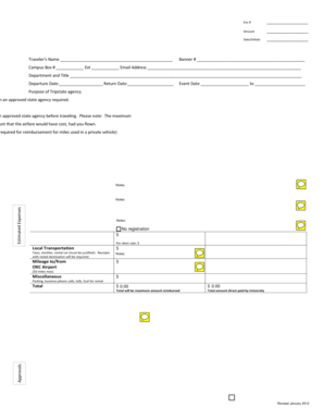 University Travel Request Form