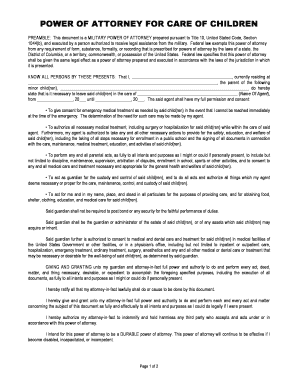 Military Power of Attorney for Care of Children