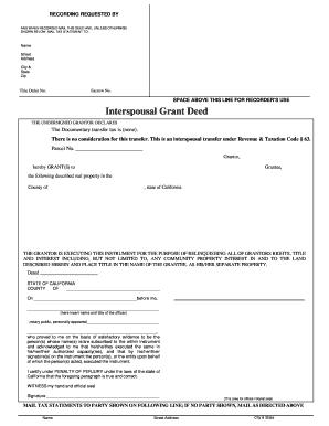 California Interspousal Grant Deed