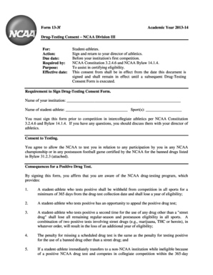 NCAA Division III Drug-Testing Consent Form