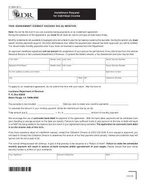 Louisiana Installment Request for Individual Income