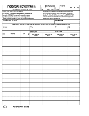 Authorization for Inactive Duty Training