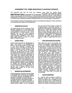 Prime Brokerage Clearance Services Agreement