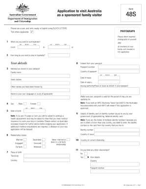 Sponsored Family Visitor Visa Application Form 48S