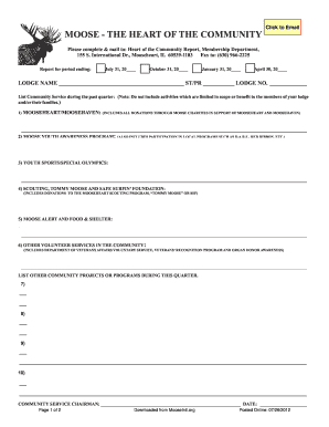 Moose Community Service Report