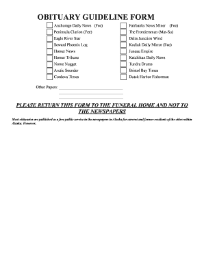 Obituary Guideline Form