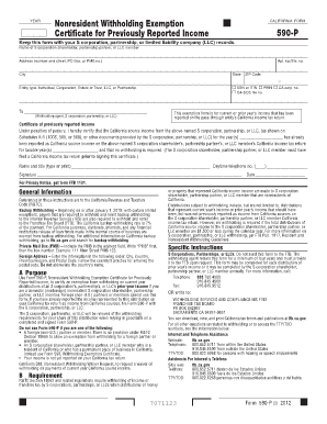 California Nonresident Withholding Exemption Certificate