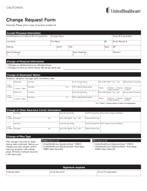 California Change Request Form