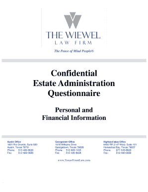 Confidential Estate Administration Questionnaire