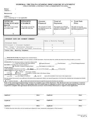Federal Truth-in-Lending Disclosure Statement