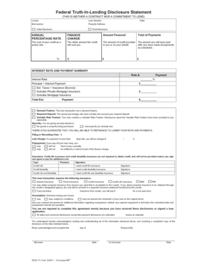 Federal Truth-In-Lending Disclosure Statement