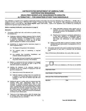 USDA Drug-Free Workplace Certification