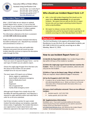 Massachusetts Assisted Living Incident Report Form
