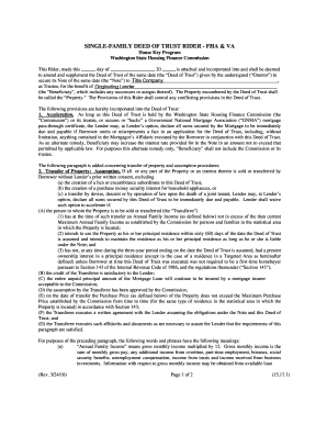 Single-Family Deed of Trust Rider - FHA & VA