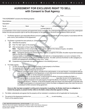 Greater Boston Real Estate Board Exclusive Right to Sell Agreement