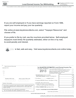 Pennsylvania Local Earned Income Tax Quarterly Estimated Form