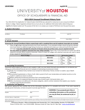 2013-2014 Unusual Enrollment History Form