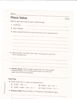 Place Value Worksheet