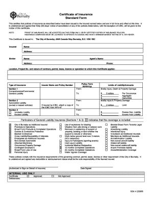 Certificate of Insurance