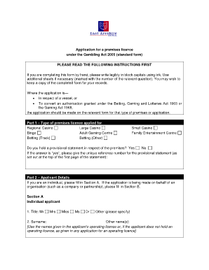 Application for a Premises Licence under the Gambling Act 2005
