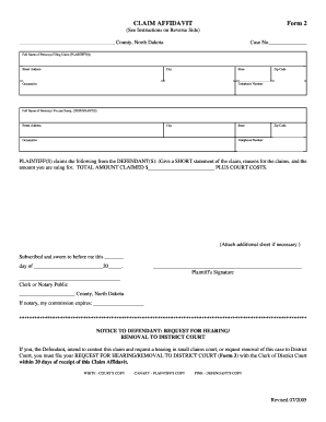 Claim Affidavit Form 2
