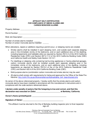 California Smoke Alarm and Carbon Monoxide Affidavit