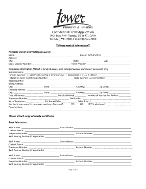 Confidential Credit Application Form