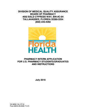 Florida Pharmacy Intern Application