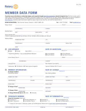 Rotary International Member Data Form