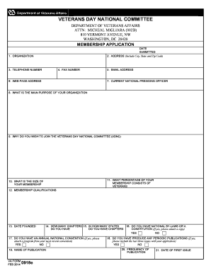 Veterans Day National Committee Membership Application