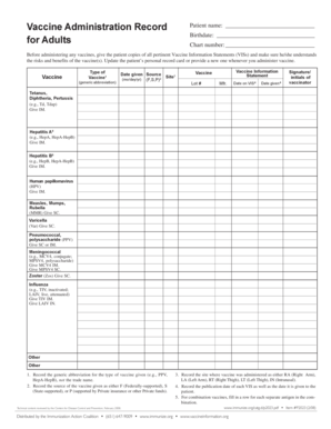 Vaccinate Women June 2008 - Vaccine administration record for adults - immunize