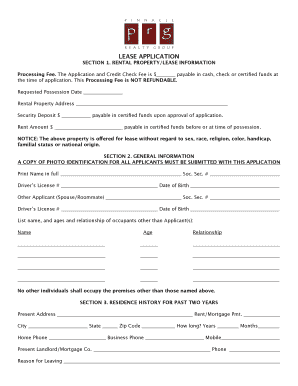 Residential Lease Application Form