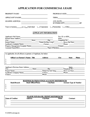 Commercial Lease Application Form