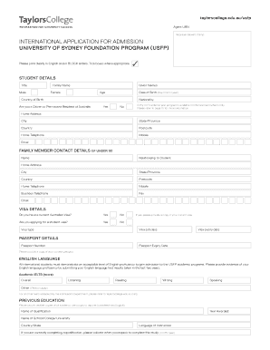 University of Sydney Foundation Program Application Form