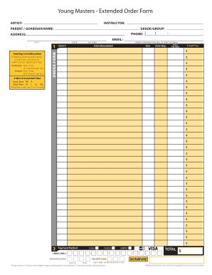 Young Masters Extended Order Form